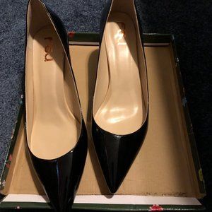 Black Patent 2" Heeled Pumps Size 14